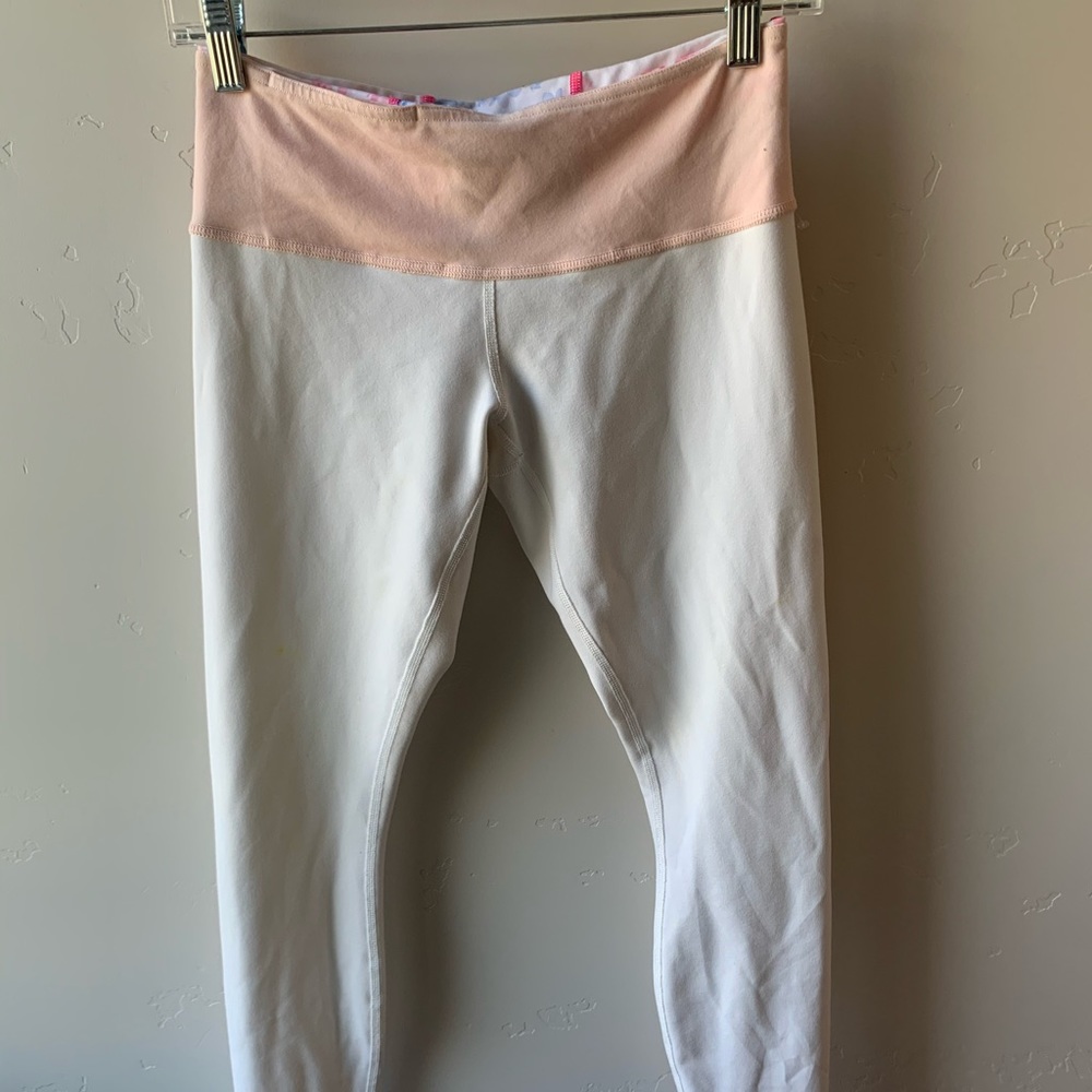lululemon white/pink reversible leggings